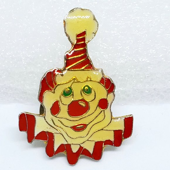 Vintage 1970's Collared CLOWN Enamel Metal Lapel Pin Pinback - Picture 2 of 7